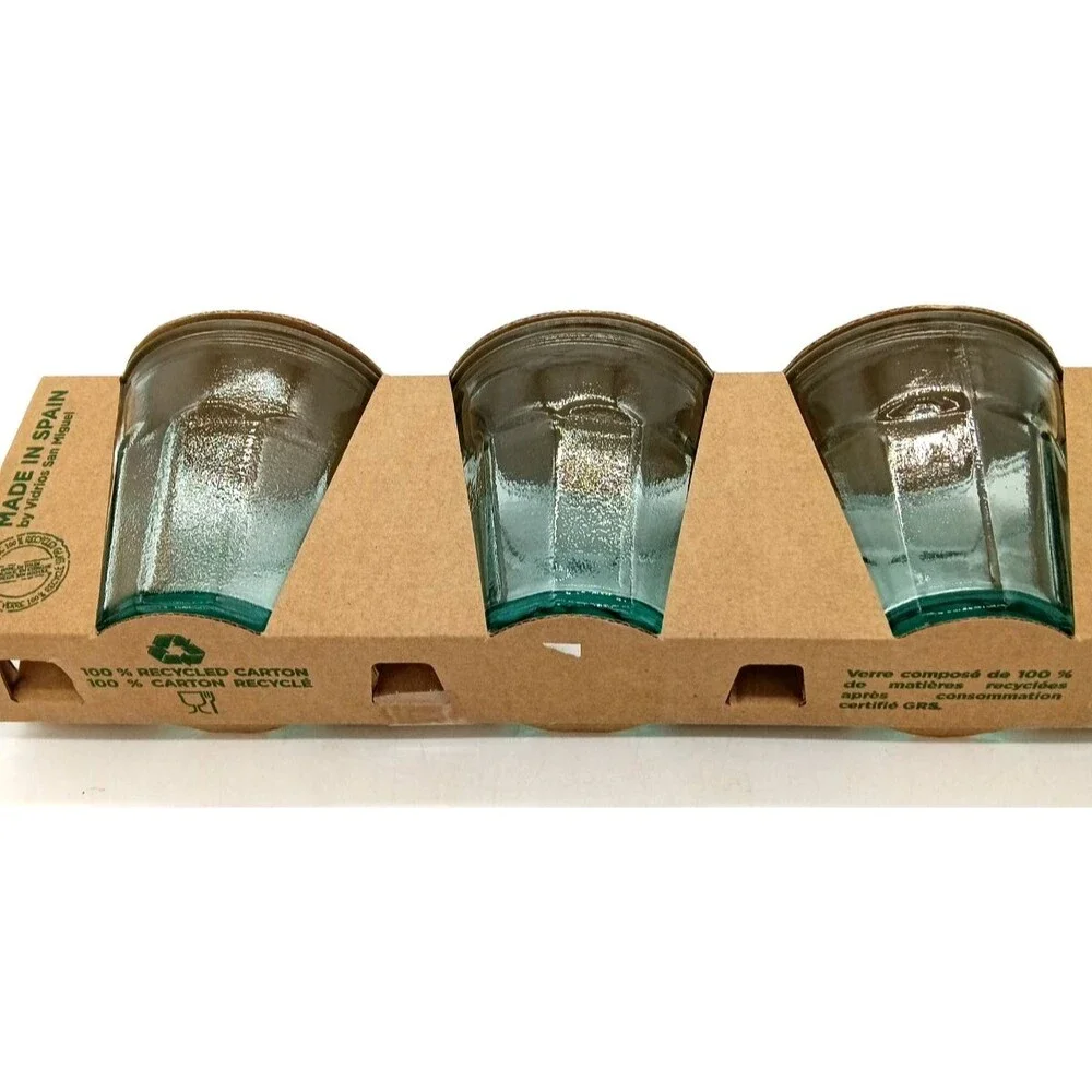 Vidrios San Miguel Green Recycled Glass Set of 4 Tumblers Spain 7.44 Ozs NIB